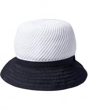 Панама Crochet Crown Bucket Hat, цвет White/Navy Badgley Mischka