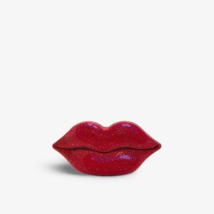 Латунный клатч Hot Lips, украшенный кристаллами , красный Judith Leiber Couture