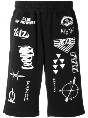 Спортивные шорты с принтами KTZ. Цвет: черный
