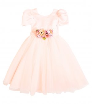 Платье из тюля с цветочной аппликацией , розовый Monnalisa