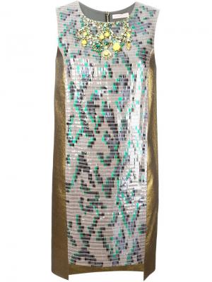 Декорированное платье с пайетками Matthew Williamson. Цвет: металлический