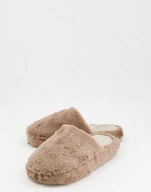 Серо-коричневые слиперы с закрытым носком Zina-Светло-бежевый цвет ASOS DESIGN