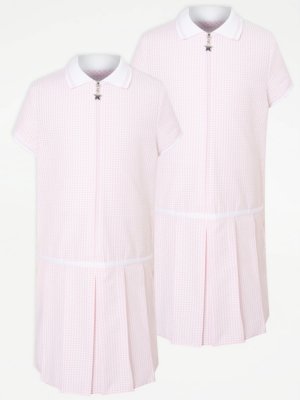 Розовое спортивное школьное платье в мелкую клетку для девочек (2 шт.) , розовый George.