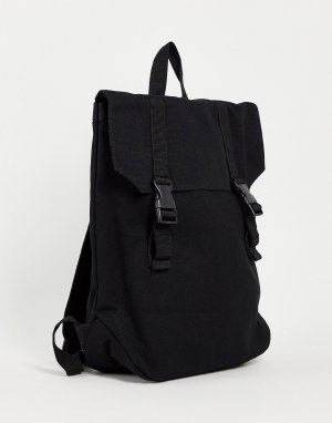 Черный рюкзак из плотной ткани с двойным ремешком -Черный цвет ASOS DESIGN