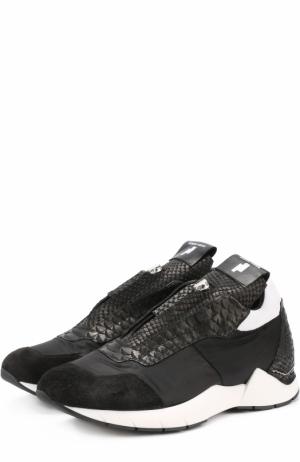 Комбинированные кроссовки с передней молнией Cinzia Araia. Цвет: черный