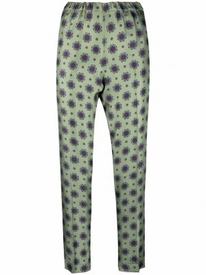 Patterned slim-cut silk trousers Alberto Biani. Цвет: зеленый