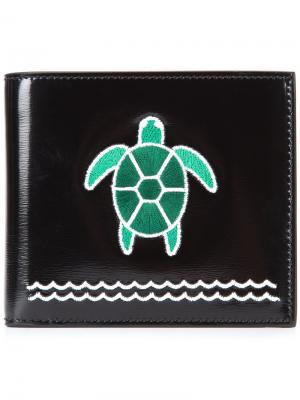 Бумажник с вышивкой черепахи Thom Browne. Цвет: чёрный