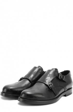 Кожаные монки с принтом в виде звезд Valentino. Цвет: черный