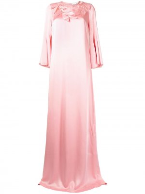Длинное вечернее платье с аппликацией Oscar de la Renta. Цвет: розовый