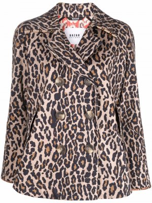 Двубортная куртка с леопардовым принтом Bazar Deluxe. Цвет: бежевый