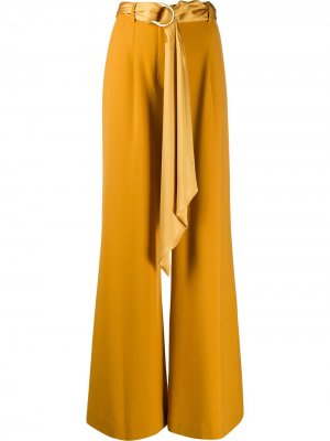 Расклешенные брюки с завышенной талией и завязками на поясе Jonathan Simkhai. Цвет: желтый