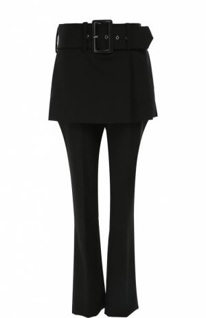 Шерстяные брюки прямого кроя с баской и широким поясом Givenchy. Цвет: черный