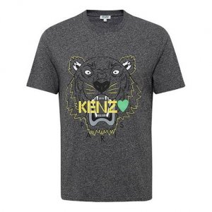 Футболка Men's KENZO Classic Tiger Head Pattern Pure Cotton Short Sleeve Dark Grey T-Shirt, серый