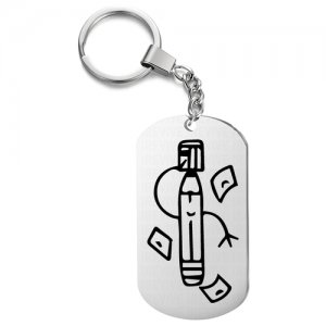 Брелок для ключей «Карандаш» жетон с гравировкой, в подарок любимому человеку, на сумку UEGrafic. Цвет: серебристый