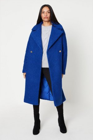 Двубортное пальто из букле , синий Dorothy Perkins