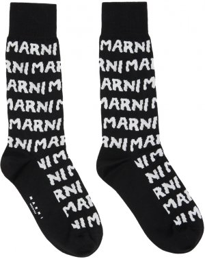 Черные жаккардовые носки Marni