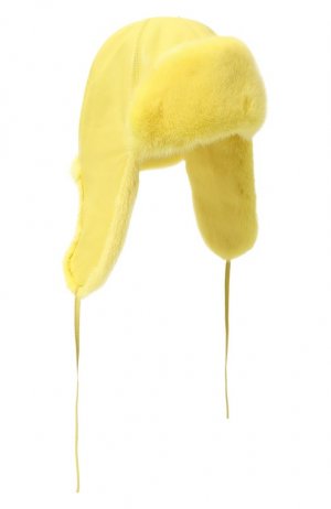 Шапка-ушанка из меха норки FurLand. Цвет: жёлтый