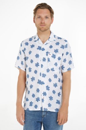 Синяя рубашка с короткими рукавами Resort цветочным принтом, синий Tommy Hilfiger