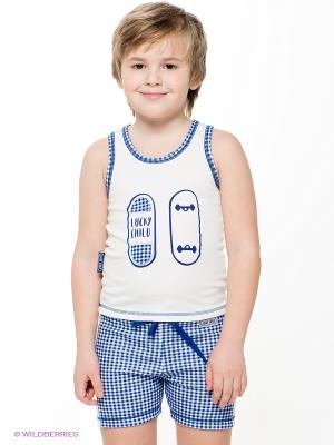Пижама для мальчика Lucky Child. Цвет: белый, темно-синий