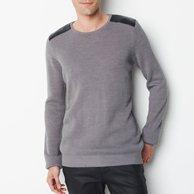 Пуловер с круглым вырезом, 100% хлопка SOFT GREY. Цвет: серый меланж,синий,черный