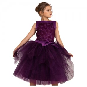 Платье для девочки , цвет темный-фиолет, размер 116 Болеро. Цвет: фиолетовый