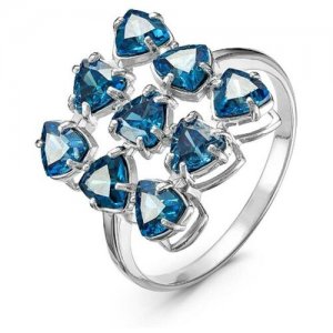Кольцо посеребрение Льдинки 20-07283, цвет синий в серебре, размер 17 Нордика. Цвет: синий