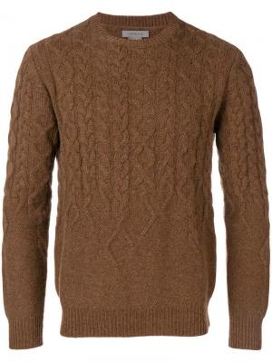 Вязаный свитер с косами Corneliani. Цвет: коричневый