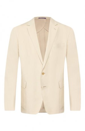 Пиджак из шелка и льна Ralph Lauren. Цвет: бежевый