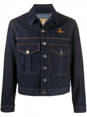 Джинсовая куртка с вышитым логотипом Vivienne Westwood Anglomania. Цвет: синий