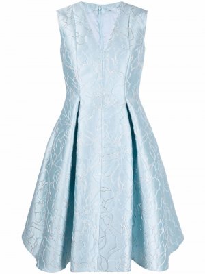 Расклешенное платье миди с цветочным принтом Talbot Runhof. Цвет: синий