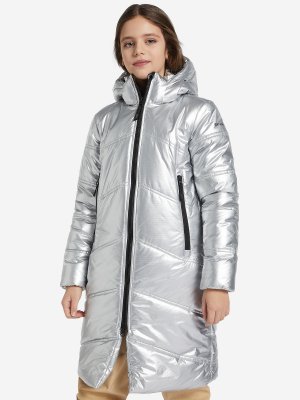 Пальто утепленное для девочек Vreden, Серебряный, размер 128 IcePeak. Цвет: серебряный