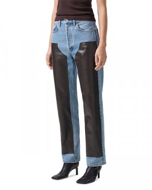 Прямые джинсы Ryder из искусственной кожи с нашивками и высокой посадкой цвета Diary Chocolate , цвет Multi AGOLDE