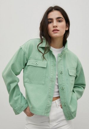 Куртка джинсовая Finn Flare. Цвет: зеленый