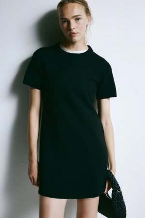 Вязаное мини-платье , черный H&M