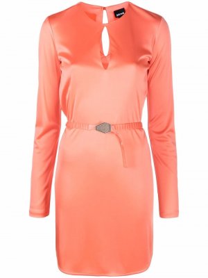 Платье мини с длинными рукавами и поясом Just Cavalli. Цвет: розовый