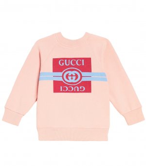 Толстовка из хлопкового джерси с логотипом baby, розовый Gucci Kids