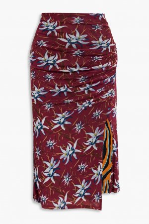 Двусторонняя юбка миди Dariella из эластичной сетки с цветочным принтом DIANE VON FURSTENBERG, мерло Furstenberg