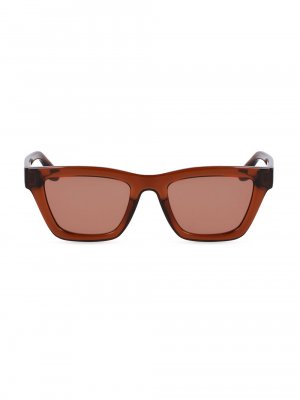 Модифицированные солнцезащитные очки прямоугольной формы из джинсовой ткани 52 мм , коричневый Victoria Beckham