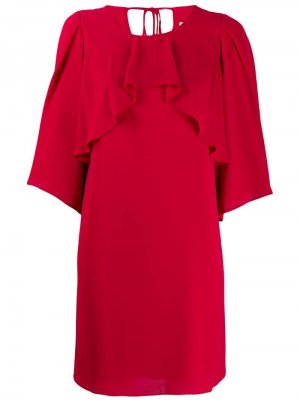 Платье-рубашка с шифоновой вставкой Halston Heritage. Цвет: красный
