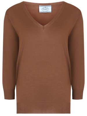Пуловер шерстяной PRADA. Цвет: коричневый