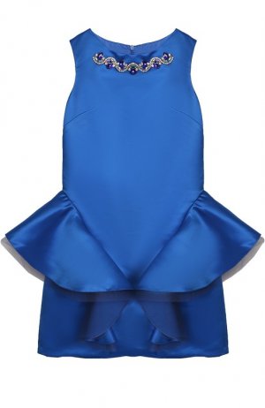 Приталенное мини-платье с декоративной отделкой и кристаллами David Charles. Цвет: синий
