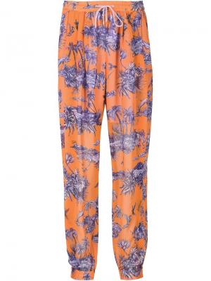 Спортивные брюки с цветочным принтом Just Cavalli. Цвет: жёлтый и оранжевый