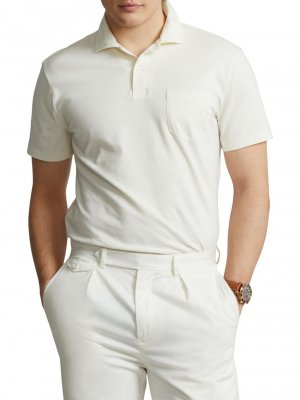 Рубашка-поло из джерси с накладными карманами, кремовый Polo Ralph Lauren