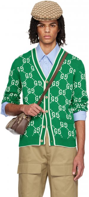 Зеленый кардиган интарсии Gucci