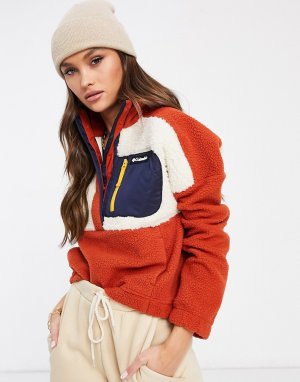 Флисовый пуловер кирпичного цвета из искусственного меха Lodge-Оранжевый цвет Columbia