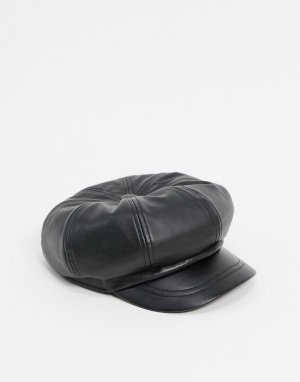 Черная полиуретановая кепка -Черный цвет ASOS DESIGN