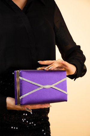 Вечернее платье Cross Stone, клатч и клатч, женская вечерняя сумка BAG241-23Атлас , фиолетовый Pembe Potin