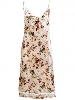 Короткое платье с цветочным принтом R13. Цвет: разноцветный