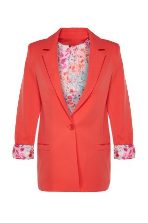 Детальный тканый пиджак с цветочной подкладкой цвета граната , красный Trendyol