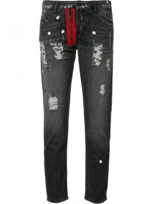 Укороченные джинсы с молниями Etienne Marcel. Цвет: чёрный